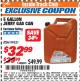 Harbor Freight ITC Coupon 5 GALLON JERRY CAN Lot No. 60402/99551 Expired: 8/31/17 - $32.99
