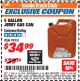 Harbor Freight ITC Coupon 5 GALLON JERRY CAN Lot No. 60402/99551 Expired: 12/31/17 - $34.99