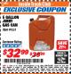 Harbor Freight ITC Coupon 5 GALLON JERRY CAN Lot No. 60402/99551 Expired: 4/30/18 - $32.99