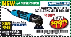 Harbor Freight Coupon 3.5 AMP PROFESSIONAL VARIABLE SPEED MULTI-TOOL KIT Lot No. 56214 Expired: 12/14/19 - $99.99