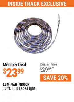Harbor Freight ITC Coupon 12 FT., 16 COLOR LED TAPE LIGHT Lot No. 70030 Expired: 5/31/21 - $23.99
