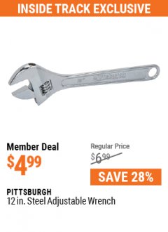 Harbor Freight ITC Coupon 12" ADJUSTABLE WRENCH Lot No. 69545/60717/63720/65802 Expired: 5/31/21 - $4.99