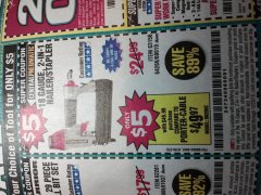 Harbor Freight Coupon $5 CENTRAL PNEUMATIC 2IN1 NAILER/STAPLER WHEN YOU SPEND $49.99 Lot No. 64269, 68019 Expired: 12/25/19 - $5