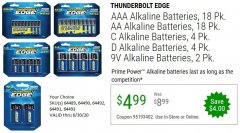 Harbor Freight Coupon THUNDERBOLT EDGE AAA ALKALINE BATTERIES, 18 PK. AA ALKALINE BATTERIES, 18 PK. C ALKALINE BATTERIES, 4 PK. D ALKALINE BATTERIES, 4 PK. 9V ALKALINE BATTEIRES, 2 PK. Lot No. 64489/64490/64492/64491/64493 Expired: 6/30/20 - $4.99
