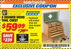 Harbor Freight ITC Coupon EIGHT DRAWER WOOD TOOL CHEST Lot No. 62585/94538 Expired: 4/30/19 - $59.99