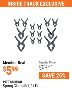 Harbor Freight ITC Coupon PITTSBURG SPRING CLAMP SET, 14PC Lot No. 56497 Expired: 5/31/21 - $5.99