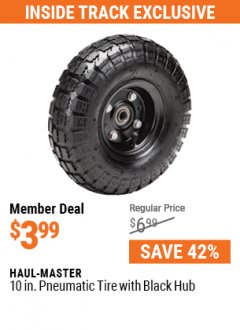 Harbor Freight ITC Coupon 10 IN. PNEUMATIC TIRE WITH ZINC HUB Lot No. 43612 Expired: 5/31/21 - $3.99