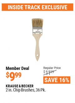 Harbor Freight ITC Coupon KRAUSE & BECKER 2IN. INDUSTRIAL GRADE CHIP BRUSHES, 36PC. Lot No. 63654 Expired: 4/29/21 - $9.99
