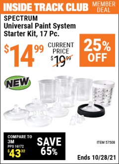 Harbor Freight ITC Coupon UNIVERSAL PAINT SYSTEM STARTER KIT, 17 PC. Lot No. 57508 Expired: 10/28/21 - $14.99