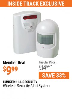 Harbor Freight ITC Coupon BUNKER HILL SECURITY WIRELESS SECURITY ALERT SYSTEM Lot No. 57937 Expired: 7/29/21 - $9.99