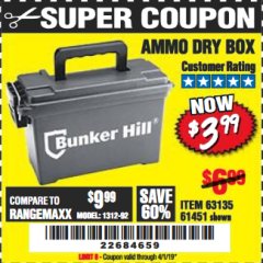 Harbor Freight Coupon AMMO BOX Lot No. 61451/63135 Expired: 4/1/19 - $3.99