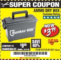 Harbor Freight Coupon AMMO BOX Lot No. 61451/63135 Expired: 6/30/20 - $3.99