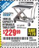Harbor Freight Coupon 1000 LB. CAPACITY HYDRAULIC TABLE CART Lot No. 69148/60438 Expired: 3/31/15 - $229.99