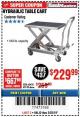 Harbor Freight Coupon 1000 LB. CAPACITY HYDRAULIC TABLE CART Lot No. 69148/60438 Expired: 3/25/18 - $229.99