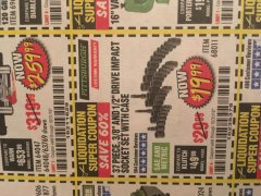 Harbor Freight Coupon 37 PIECE 3/8" AND 1/2" DRIVE COMBINATION IMPACT SOCKET SET Lot No. 68011 Expired: 10/31/19 - $19.99