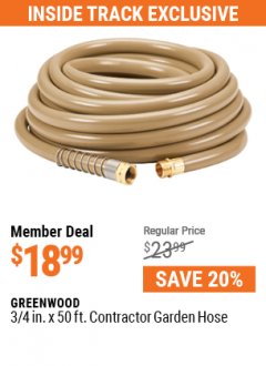 Harbor Freight Coupon 3/4" X 50 FT. COMMERCIAL DUTY GARDEN HOSE Lot No. 61769/63478/63335 Expired: 7/1/21 - $18.99
