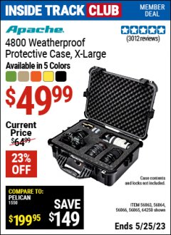 Harbor Freight ITC Coupon APACHE 4800 WEATHERPOOF PROTECTIVE CASE (ALL COLORS) Lot No. 56863/56864/56865/56866/64250 Expired: 5/25/23 - $49.99