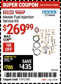 Harbor Freight Coupon ICON MASTER FUEL INJECTION SERVICE KIT Lot No. 64938 Valid Thru: 3/7/24 - $269.99