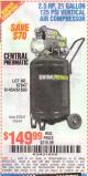 Harbor Freight Coupon 2.5 HP, 21 GALLON 125 PSI VERTICAL AIR COMPRESSOR Lot No. 67847/61454/61693/69091/62803/63635 Expired: 6/1/15 - $149.99