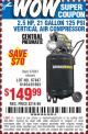 Harbor Freight Coupon 2.5 HP, 21 GALLON 125 PSI VERTICAL AIR COMPRESSOR Lot No. 67847/61454/61693/69091/62803/63635 Expired: 8/7/15 - $149.99