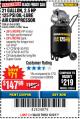 Harbor Freight Coupon 2.5 HP, 21 GALLON 125 PSI VERTICAL AIR COMPRESSOR Lot No. 67847/61454/61693/69091/62803/63635 Expired: 12/3/17 - $147.99