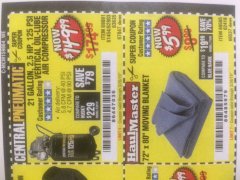 Harbor Freight Coupon 2.5 HP, 21 GALLON 125 PSI VERTICAL AIR COMPRESSOR Lot No. 67847/61454/61693/69091/62803/63635 Expired: 3/26/19 - $149.99