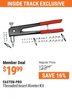 Harbor Freight ITC Coupon 45 PIECE THREADED INSERT RIVETER KIT Lot No. 1210 Expired: 5/31/21 - $19.99