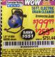 Harbor Freight Coupon 50 FT. ELECTRIC DRAIN CLEANER Lot No. 68285/61856 Expired: 4/16/16 - $199.99