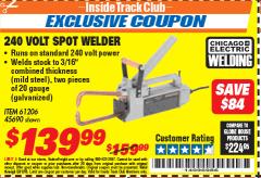 Harbor Freight ITC Coupon 240 VOLT SPOT WELDER Lot No. 45690/61206 Expired: 5/31/18 - $139.99