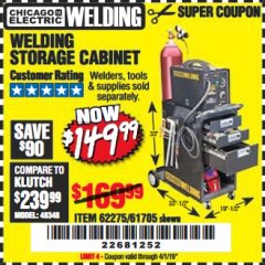 Harbor Freight Coupon WELDING STORAGE CABINET Lot No. 62275/61705 Expired: 4/1/19 - $149.99