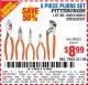 Harbor Freight Coupon 5PIECE PLIERS SET Lot No. 62598/69351/69352/69353/62597 Expired: 8/10/15 - $8.99