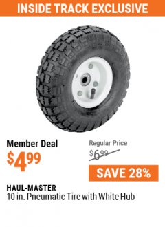 Harbor Freight ITC Coupon 10" PNEUMATIC TIRE HaulMaster Lot No. 30900/62388/62409/62698/69385 Expired: 7/29/21 - $4.99