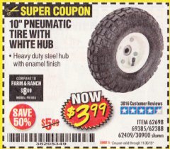 Harbor Freight Coupon 10" PNEUMATIC TIRE HaulMaster Lot No. 30900/62388/62409/62698/69385 Expired: 11/30/19 - $3.99
