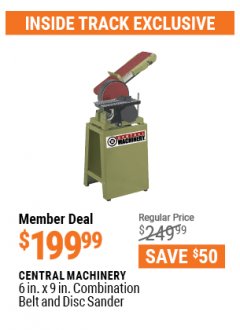 Harbor Freight ITC Coupon 6" x 48" BELT AND 9" DISC COMBINATION SANDER Lot No. 6852/61750 Expired: 4/29/21 - $199.99