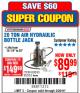 Harbor Freight Coupon 20 TON AIR/HYDRAULIC BOTTLE JACK Lot No. 59426 Expired: 2/26/18 - $89.99