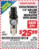 Harbor Freight ITC Coupon 1/2" AIR LINE FILTER/REGULATOR WITH GAUGE Lot No. 68281 Expired: 4/30/15 - $25.99