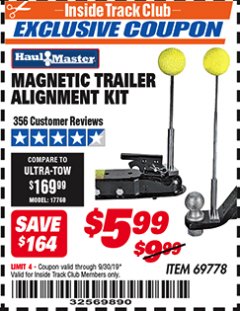 Harbor Freight ITC Coupon MAGNETIC TRAILER ALIGNMENT KIT Lot No. 95684/69778 Expired: 9/30/19 - $5.99