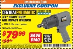 Harbor Freight ITC Coupon 3/4" HEAVY DUTY AIR IMPACT WRENCH Lot No. 60808/66984 Expired: 6/30/18 - $79.99