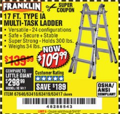 Harbor Freight Coupon 17 FT. TYPE 1A MULTI-TASK LADDER Lot No. 67646/62656/62514/63418/63419/63417 Expired: 5/4/19 - $109.99