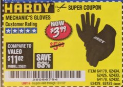 Harbor Freight Coupon MECHANIC'S GLOVES Lot No. 62434/62426/62433/62432/62429/64178/64179/62428 Expired: 12/1/18 - $3.99