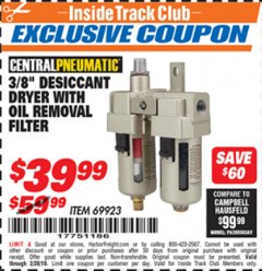 Harbor Freight ITC Coupon 3/8" DESICCANT DRYER WITH OIL REMOVAL FILTER Lot No. 69923 Expired: 2/28/19 - $39.99