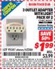 Harbor Freight ITC Coupon 3 OUTLET ADAPTER WITH LIGHT PACK OF 2 Lot No. 62346/95341 Expired: 6/30/15 - $1.99