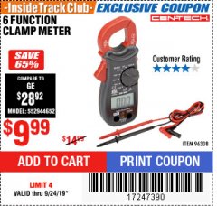 Harbor Freight ITC Coupon 6 FUNCTION DIGITAL MULTIMETER Lot No. 96308 Expired: 9/24/19 - $9.99