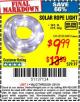 Harbor Freight Coupon SOLAR ROPE LIGHT Lot No. 69297, 56883 Expired: 1/31/16 - $9.99