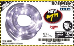 Harbor Freight Coupon SOLAR ROPE LIGHT Lot No. 69297, 56883 Expired: 6/30/20 - $7.99