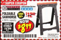 Harbor Freight Coupon FOLDABLE SAWHORSE Lot No. 60710/61979 Expired: 2/28/19 - $8.99