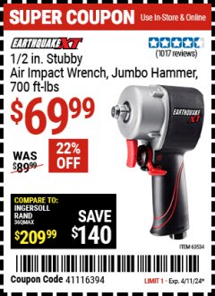 Harbor Freight Coupon 22 percent off coupon expires: 4/11/24