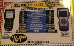 Harbor Freight Coupon ZURICH OBD2 SCANNER WITH ABS ZR13 Lot No. 63806 Expired: 5/31/18 - $169.99