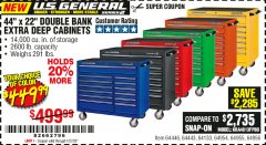 Harbor Freight Coupon 44" X 22" DOUBLE BANK EXTRA DEEP ROLLER CABINETS Lot No. 64444/64445/64446/64441/64442/64443/64281/64134/64133/64954/64955/64956 Expired: 1/27/20 - $449.99