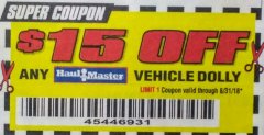 Harbor Freight PERCENT Coupon 2 PIECE VEHICLE WHEEL DOLLIES 1000 LB. CAPACITY Lot No. 61283/67511 Expired: 8/31/18 - $0